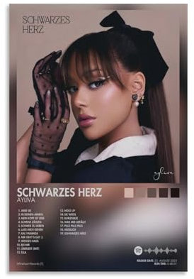 LKKHPEP Poster für Ayliva-Album-Schwarzes Herz, Poster, Leinwand, Wandkunst, dekoratives Wohnkultur, Gemälde für Wohnzimmer, Schlafzimmer, 30 x 45 cm, ungerahmter Stil