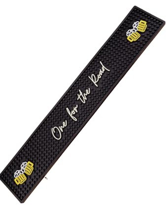 Bar Buddy Rubber Bar Mat Runner | 60cm x 10cm x 1cm | Premium Counter Top Spill Mat for Glassware | Home Bar Man Cave | Non-Slip black PVC | Beer and Cocktail drinks | One For The Road
