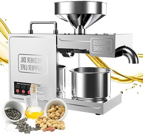 Automatic Oil Press Machine for Cold/Hot Pressing, Extracts Oil from Peanuts, Sunflower Seeds, Tea, Walnuts, Coconut, Ideal for Home and Commercial Use