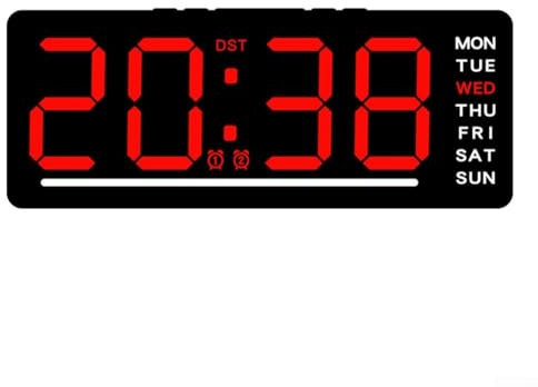 Horloge électronique à grand écran avec fonction compte à rebours pour une meilleure utilisation (rouge)