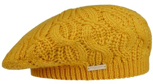 Seeberger Uni Strickbaske Winterbaske Damenbaske Baskenmütze Damen - mit Futter Herbst-Winter Winter