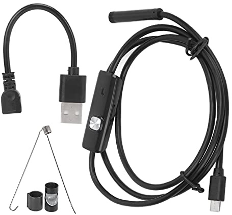 Telituny Endoskop Kamera, 7mm 640x480 Auflösung Borescope, IP67 Wasserdichte Inspektionskamera mit 6 LED Licht, 70° Blickwinkel, 3-8cm Fokus, für androids Handy, Auto Motor, Rohrleitung, (1m)