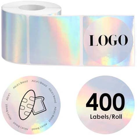 400 Stück Thermo Etiketten Rund 5cm Selbstklebend Thermo-Etikett Klarer Druck Wasserfest Fettabweisend Kratzfest DIY Thermoetiketten für Name Preis Adresse Geschenkverpackung (Silber)