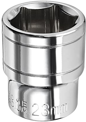 Youzzei 23mm 1/2 Inch Square Drive Socket, 6 Point Metric Socket, Polishing Chrom Vanadium Alloy Steel 23mm Sockets 1/2 Drive for Car Repair Mechanical Maintenance Home Use