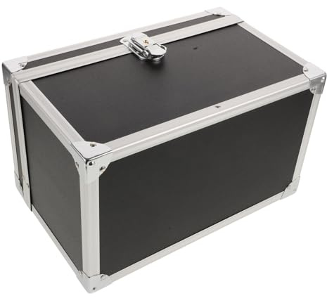 DIKACA Boîte à Outils Multifonctionnelle en Alliage D’Aluminium, Grosse Taille 30x18x19 Cm, Texture Cuir Grainé Noir, Intérieur Étanche, Mallette de Rangement Résistante aux Intempéries