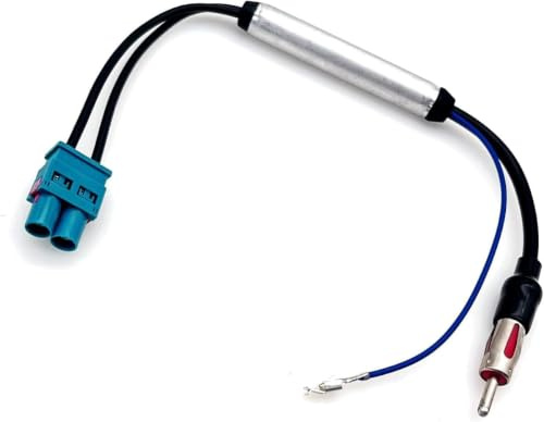 Dual Fakra Z to DIN Aerial Adapter, 30 cm Car Radio Converter Cable | For aftermarket head units, twin connector conversion, flexible 11.8 in lead, FM and AM reception support, 1-piece pack