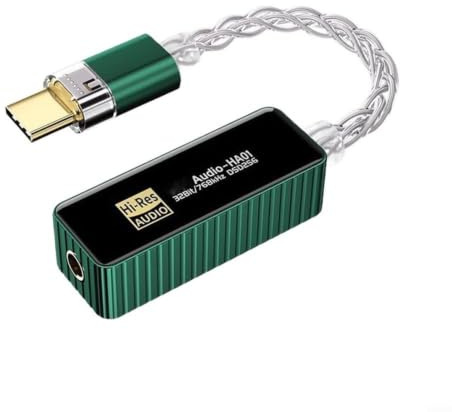 Risveglio HiFi-USB-Audio-Decoder mit 384 kHz DSD256-Unterstützung, Typ auf 3,5-mm-Kopfhörer für Verstärker für iPhone für iPad PC, für Compact (grün)