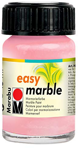 Marabu Easy Marble, Rose Pink, (033), 15ml, For Creating Immersion Marble Effects On Plastic, Glass, Wood, Papier Mâché, Eggs, Metal, Polystyrene And More