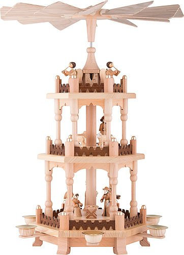 Theo Lorenz Weihnachtspyramide 3-stöckige Pyramide - Zur Weihnacht - 45 cm - Original Erzgebirge