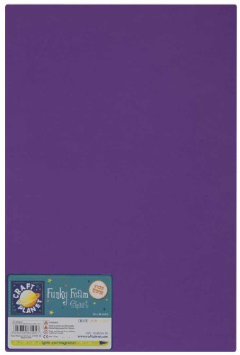 Craft Planet 12 x 18 Funky Foam Sheet 2mm Thick, Purple, Coloured Craft Accessories, Card Making Supplies, Coloured Foam Sheets, For Modelling, Printing, Paint, Art & Crafts, Foam Crafts Padding