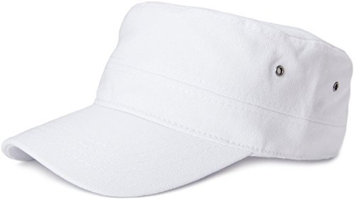 styleBREAKER Unisex Military Cap aus Baumwoll-Canvas | Army Cap mit gebogenem Schirm | verstellbare Schirmmütze für Damen und Herren, Farbe:Weiß