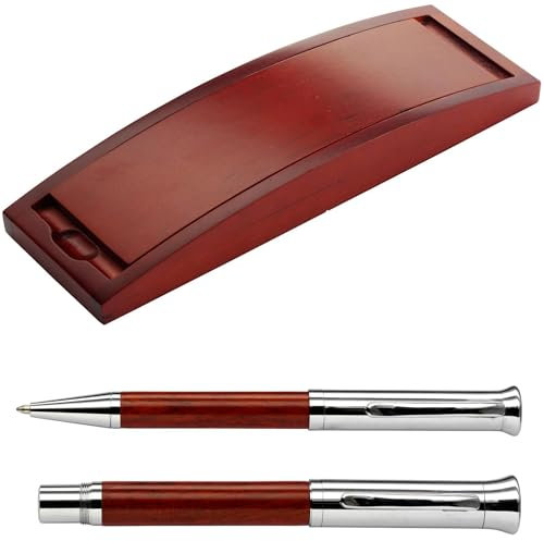 Schreibset 'Juist' aus Rosenholz - Holz-Etui, Kugelschreiber, Rollerball