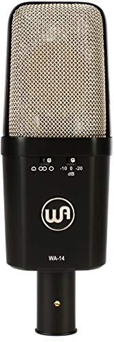 Warm Audio WA-14 Großmembran-Kondensatormikrofon, Schwarz mit silbernem Gitter