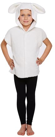 HENBRANDT Children’s White Sheep Costume Fleece Lamb World Book Day School Play Xmas Nativity Halloween Animal Fancy Dress Outfit for Kids Fancy Dress for Girls and Boys