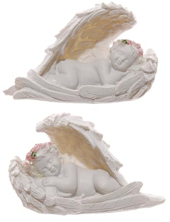 Puckator Cherubs Sleeping in Wings with Pink Roses - Romantic Modern Love Wedding Gift Gifts For Girlfriend - Fairy Fairies Grave Ornaments Figurine - Valentines Day Gifts For Her Him - Home Decor