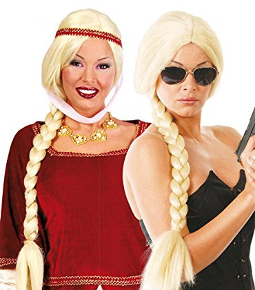 FIESTAS GUIRCA | Blonder Zopf Perücke (Einheitsgröße) - Kostümzubehör für Prinzessinnen und Märchenfiguren - Ideal für Partys und Karneval - Damen - Blond