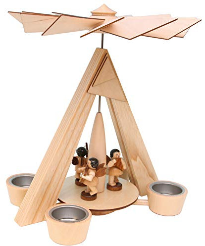 Unbekannt Teelichtpyramide Natur mit 3 Engel Natur - 085/885/12N