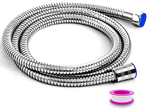 CZ Store Manguera de Ducha Flexible | 1,5 m | ✮✮GARANTÍA DE POR VIDA✮✮- Cable Flexible de Acero Inoxidable - Bañera, Lavabo- Tubo Cromado Antitorsión con Tapón Universal, Conector de Latón