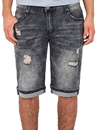 ESRA Herren Jeans Shorts Basic Jeans-Shorts Kurze Hose Bermuda A415