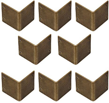 Tiazza 8Pcs Pure Brass 90 Degree Right Angle Corner Protector Corner Braces Camphorwood Box Corner Code Antique Edge Cover (30x30mm)