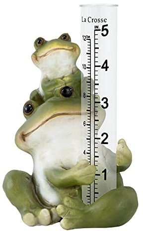 La Crosse 704-4114 12,7 cm Tischstehendes Regenmessgerät mit Frosch aus Polyresin