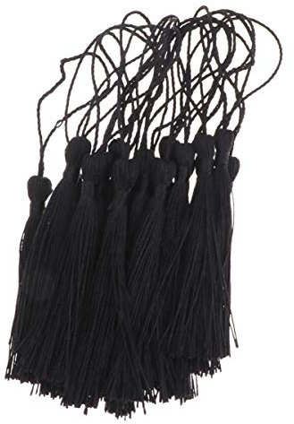 Milisten 20Pcs Seidig Weiche Quasten mit Schleifen Hängen Quaste Charms DIY Kunsthandwerk Machen Lieferungen für Schmuck Chinesischen Knoten Lesezeichen Vorhang (Schwarz)