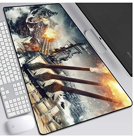 Mauspad World of Warships 800x300mm Gaming Mauspad, XXL Anime Mousepad, Höchstmaß an Präzision, extra stark vernähter Rand, gummierte Unterseite, Desktop Computer, H