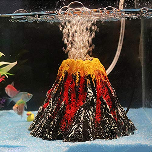 HAIMEN Aquarium Vulkan Ornamente, Harz Lava Vulkan Aquarium Bunte Aquarium Mountain Cave Ornament Unterwasser Dekoration