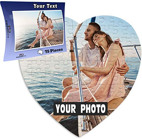 Foto-Puzzle mit Eigenem Foto Bild Selbst Bedrucken 19x19 Herzpuzzle Selbst Gestalten mit hochwertiger Verpackung, Geschenkidee zum Valentinstag, Herzform-Puzzle 75 Teile mit Kartonverpackung [126]