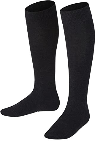 FALKE Unisex Kinder Kniestrümpfe Family K Kh nachhaltige Baumwolle lang einfarbig 1 Paar, Grau Anthracite Melange 3080, 27-30