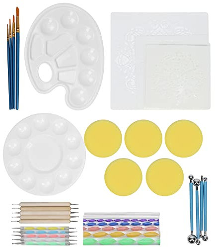 41Pcs Mandala Dotting Tools Set, Malen von Mandalas Rocks Nails & Canvas, Mandala Schablonen Zum Zeichnen von Kunsthandwerk & Sprühfarbe
