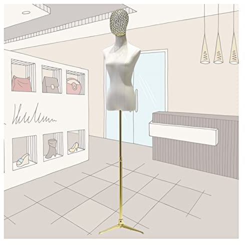 LXLIGHTS Schneiderpuppen Weibliche Torso, Durchbrochener Kopf Erwachsene Halbe Skala Mannequin Körper Kleiderordnung Mit Metall Stativbasis für Einzelhandelskleidungsanzeige Schaufensterpuppen Körper