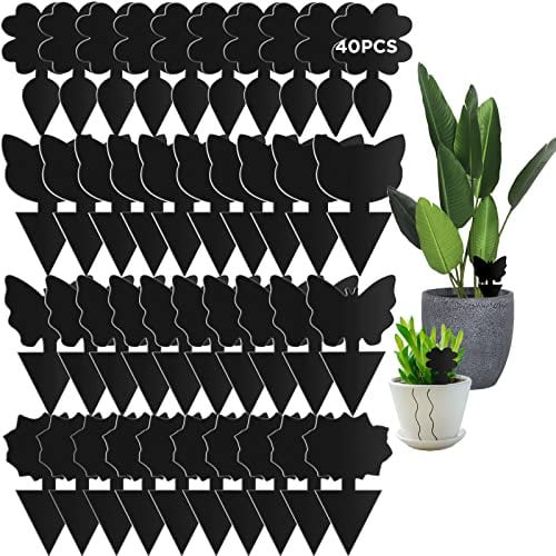GeeRic 40 Stück Fliegenfalle, Schwarztafeln Klebrige Insektenfallen,Gegen Trauermücken,Blattläuse,Nematoden, weiße Fliegen und Minierfliegen,Premium Sticker Fliegenfalle (Schwarz)