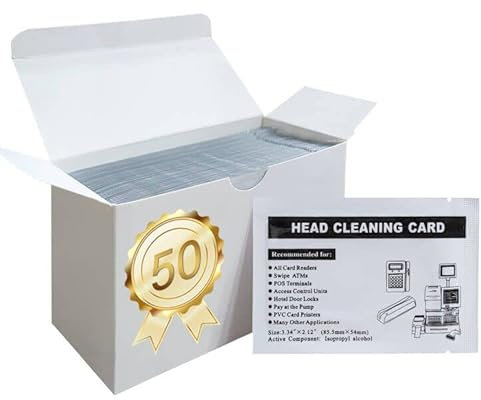 Credit Card Reader Cleaning Cards CR80 Dual Side POS Swipe Card Reader Cleaner for MSR90 MSR605X MSR X6 etc. (50 Cards)