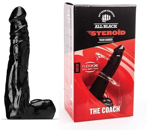 Dildo Steroid  The Coach  29,5x5,7cm, schwarz, realistisches Hautweiches Flexxx Material, Unisex