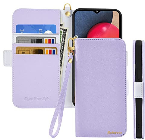 Butnyeoe Handyhülle für Samsung Galaxy A20e Klappbar Hülle,Litschi Textur Leder Wallet Schutzhülle Tasche Flip Cover Case,Magnetic Closure Klapphülle mit Kartenfach Standfunktion,Helles Lila