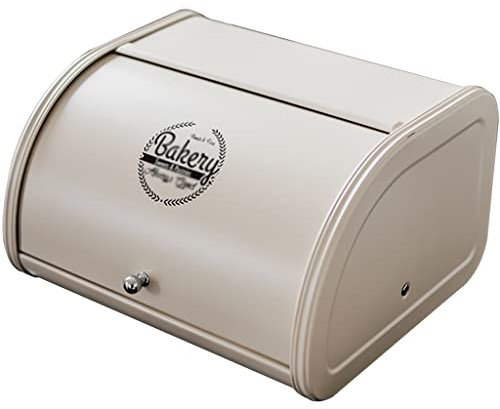 Boite À Pain De Mie Bureau De Style Minimaliste Nordique Huche À Pain, Porte Roulante en Fer Galvanisé Bac À Pain, Cadeau De Vacances (Color : Off-White, S : 30 * 26 * 17cm)