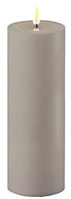 LED Kerze Deluxe Homeart, Outdoor LED Kerze (Kunststoff Kein Echtwachs) mit realistischer Flamme, warmweißes Licht, Hitzebeständig für den Aussenbereich (Grau)
