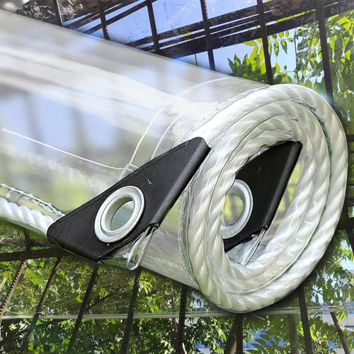 DGSFES PVC Transparent Tarpaulin Clear Tarpaulin Heavy Duty Waterproof Tarp With Eyelets Clear Gazebo Side Panels for Gardens Greenhouse Plants Pet Roof（1m*1.2m）