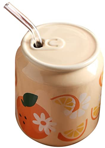 UPKOCH Vaso Con Tapa y Pajita Taza De Latte Taza De Cerámica Resistente y Duradera