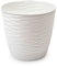 Acan Tradineur Pot de fleurs rond avec soucoupe, design Wind Ø 23 cm, en plastique, idéal pour jardin, terrasse ou balcon, blanc cassé