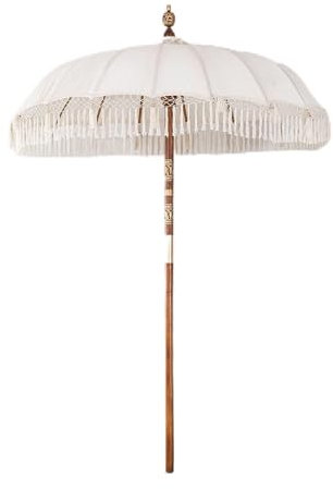 SKLUM Sombrilla en Tela y Madera (Ø186 cm) Orongo Algodón Blanco Gardenia