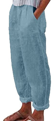 Freizeithose Damen Lang Baumwolle Weites Bein Bunt Kurzgröße 21 22 Leinenhose Sommerhose Leinenhose Haremshose Stoffhose Pumphose Weiße Sommer Leicht Elegant Stretch Leinen Luftig Schlupfhose