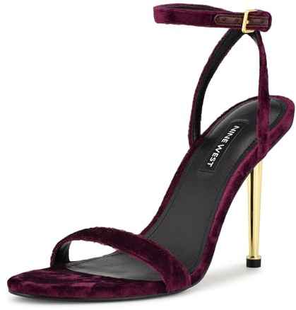 NINE WEST Sandalo con tacco Reina Donna, Velluto viola 500, 41 EU