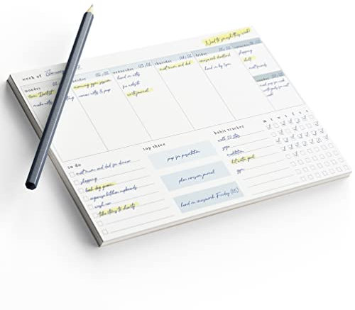 A4 Weekly Planner 52 Week To View Diary Desk Pad Habit Tracker Todo To Do List - Blue