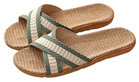 Claquette Femme Été Claquettes Espadrilles de Plage Vacances Nu-Pieds Sandales Plates Tressé Coloré Pantoufle Légères Décontractées pour Femme Accueil Chaussures