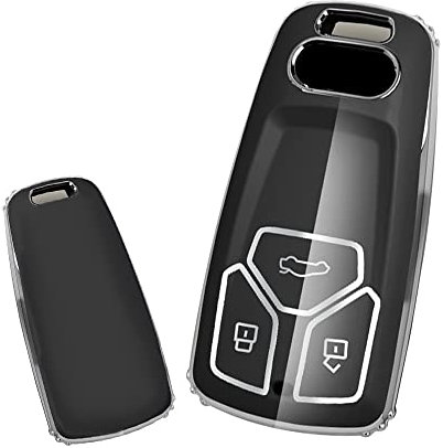 KUNIO Schlüsselhülle Passt für Audi A4L A4 B9 A6L S4 RS4 A5 F5 RS5 A6 A7 A8 D5 Q2 Q5 Q7 SQ5 SQ7 TT TTS RS5 Schutzhülle TPU Autoschlüssel Hülle Schlüsselcover 3 Tasten Schwarz