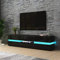 TV Units for Living Room, TV Stand Unit Black Matt Body High Gloss Front 2 Doors 1 Drawer TV Cabinet 177cm with RGB LED Light