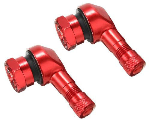JNNJ 2Pcs Universal Reifen Ventil 90 Grad Metallventile, Motorrad Winkelventil, Felgenventil Ventil Verlängerung Adapter Aluminiumlegierung Motorradventile(Rot)