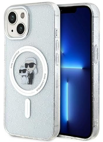 Karl Lagerfeld KLHMP15SHGKCNOT Hülle für iPhone 15 6.1 transparent hardcase Karl&Choupette Glitter
